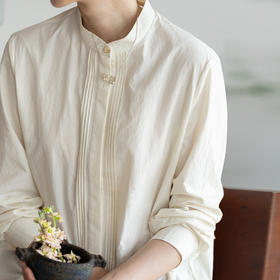 牧衣游原创 打条汉麻棉净色衬衫古朴禅意新中式上衣茶服 梨花梦