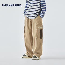 蓝汽水25年秋季新款亲子装中大男童复古工装裤经典直筒版型休闲裤