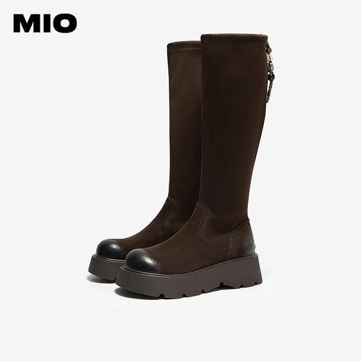 MIO米奥弹力靴圆头厚底长筒袜靴百搭增高瘦瘦靴女靴M255825099 商品图2