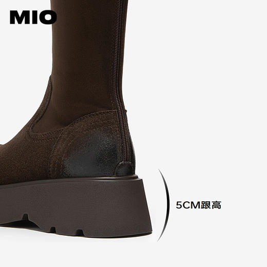 MIO米奥弹力靴圆头厚底长筒袜靴百搭增高瘦瘦靴女靴M255825099 商品图4