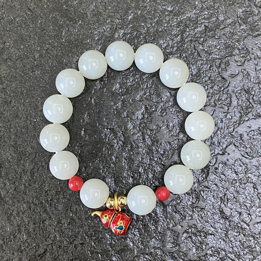 和田玉(白玉-暖白）手串/圆珠12mm/15# 商品图1