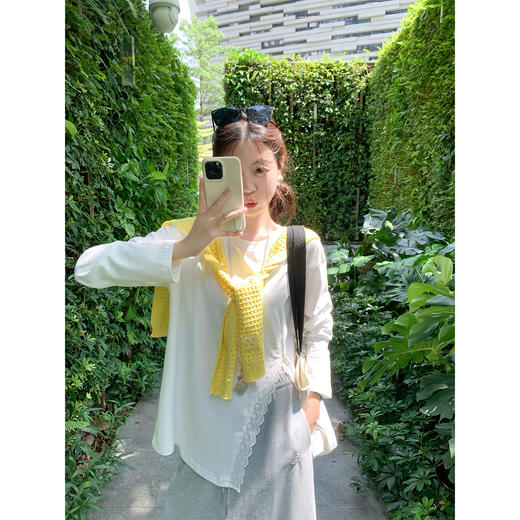 【129元任选2件】现货！法式复古蕾丝边开叉长袖 商品图3