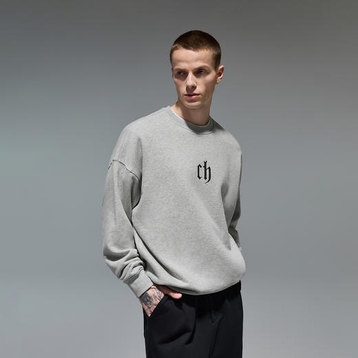 CHINISM赤尘 CH字母印花圆领卫衣男秋季宽松美式情侣套头男士上衣 商品图2