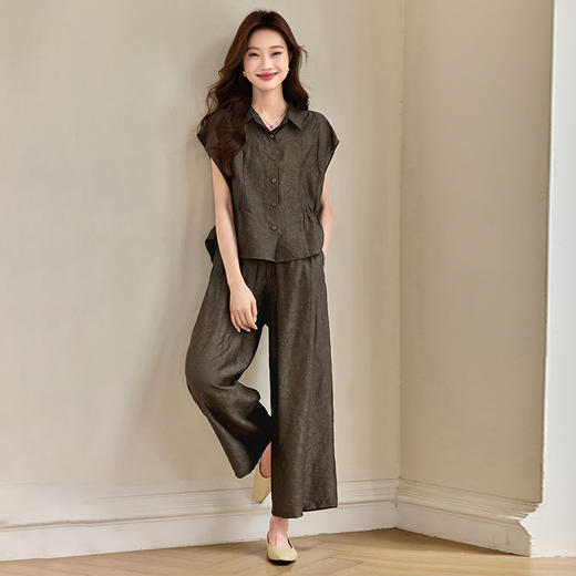 莱赛尔天丝亚麻套装，穿搭一整套40妈妈抗皱两件套HR-XXG608 商品图3