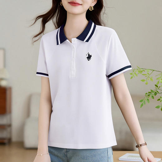 雀说polo领短袖t恤爆款翻领半袖时尚正肩上衣体恤AL20069 商品图0