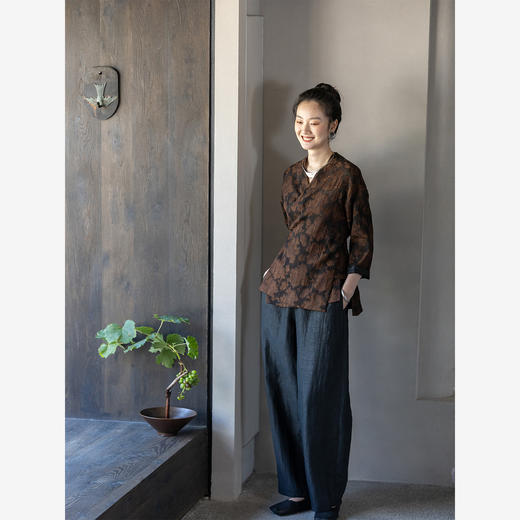 牧衣游原创 铁木机织半手工罗莨绸短外套东方禅意中式开衫 花蝶 商品图1