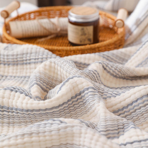 自然醒全棉100%棉四层纱流苏边毛毯子办公室午睡毯子沙发盖毯新款加厚流苏披肩毯JY 商品图11