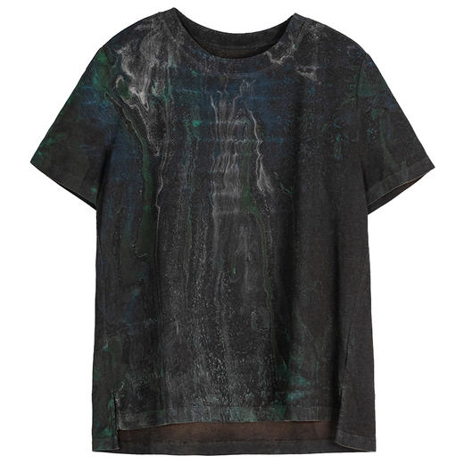 牧衣游原创 涌云工艺香云纱T恤新款黑色设计感百搭短袖上衣 淡霭 商品图4