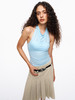 TR她热 仲夏蓝调 浅蓝色弹力修身系带露背荡领挂脖吊带背心 商品缩略图2