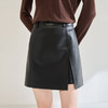 SH 25552极简时髦柔软质感半身皮裙显瘦高腰开衩A字短裙 商品缩略图0