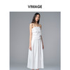 VIMAGE纬漫纪棉混纺纯色度假风褶皱大裙摆吊带连衣裙2025夏季新款连衣裙V2307928 商品缩略图2
