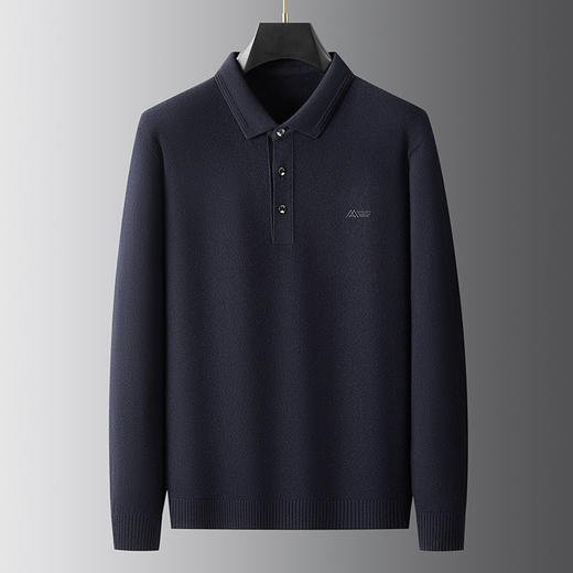 【DWP】【100%绵羊毛】大依优型秋季新款秋冬男士羊毛衫加肥加大码商务休闲宽松翻领针织打底衫毛衣 商品图3
