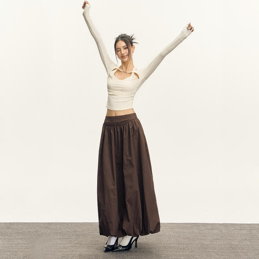 Ariseism 美式复古设计感绑带长袖T恤女2025秋季新款修身显瘦上衣 商品图4