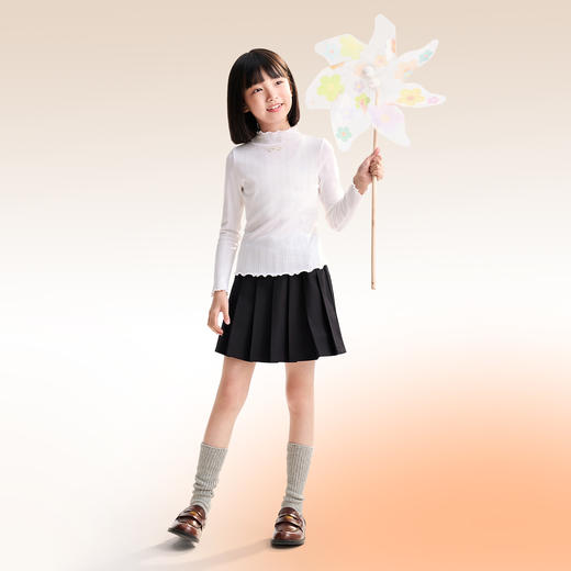 【甜美风/天丝莫代尔打底衫】女童长袖针织衫秋季新款安奈儿童装EG531517 商品图2