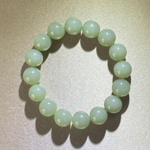 和田玉（青玉-晴水）12mm圆珠手串/15# 商品图0