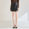 SH 25552极简时髦柔软质感半身皮裙显瘦高腰开衩A字短裙 商品缩略图3