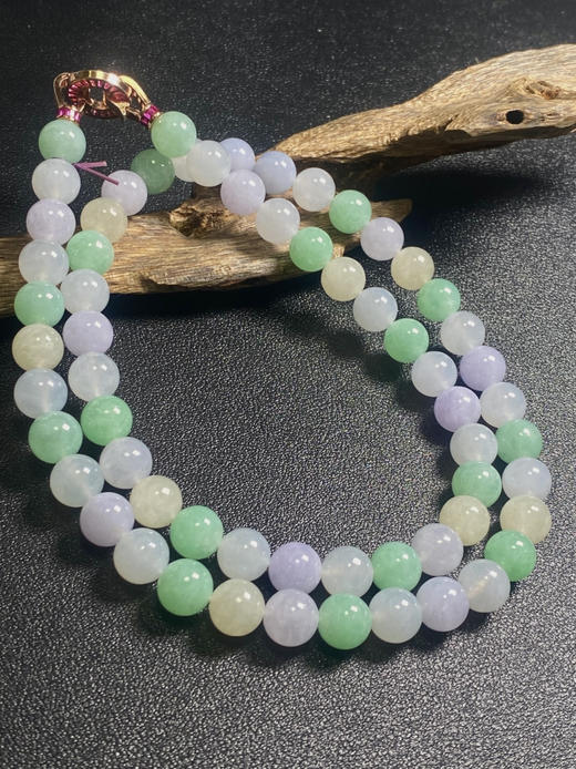 【FC0107】18K镶嵌翡翠多宝项链  珠圆玉润  冰润细腻 多巴胺系列 没拍出实物在美 商品图1