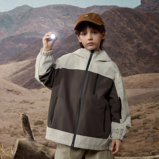 【MQD】童装男大童春秋季品工装户外潮酷机能感连帽外套春秋装款 商品图3