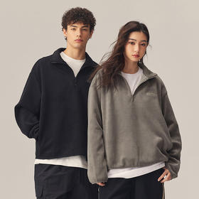 CHINISM赤尘 摇粒绒半拉链卫衣男冬季美式宽松男士立领上衣外套