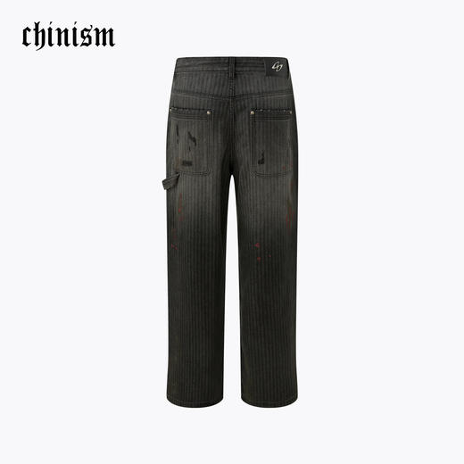CHINISM赤尘 做旧水洗破洞牛仔裤男秋季美式黑色直筒休闲裤子 商品图1