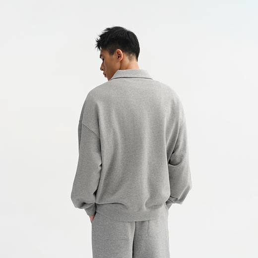 CHINISM赤尘 灰色Polo领卫衣男秋季复古男士宽松美式翻领长袖上衣 商品图2