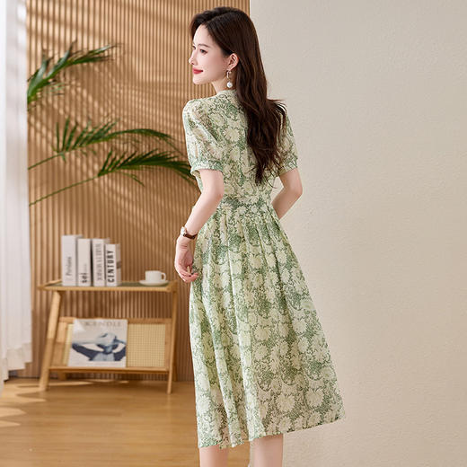 时尚碎花雪纺连衣裙，气质显瘦旅游度假短袖裙子HR-6223 商品图3