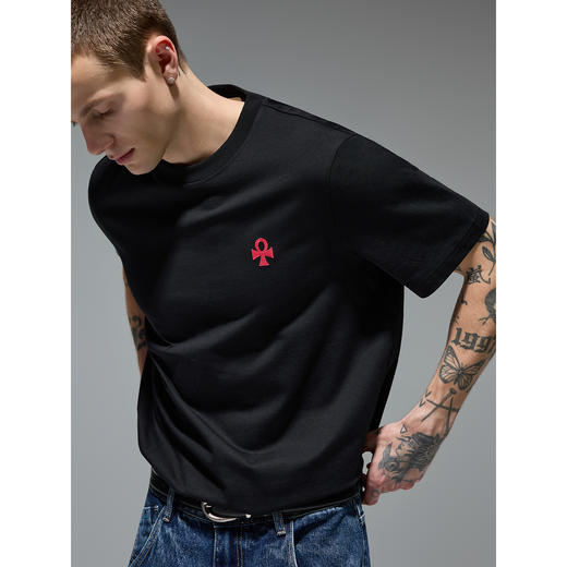 CHINISM赤尘 CH幸运之符凉感抑菌绣花短袖T恤夏季男士亲肤半袖 商品图0