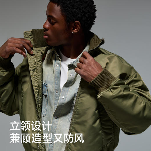 CHINISM赤尘 毛领飞行夹克棉服男冬季美式棉袄夹棉外套立领棉衣 商品图1