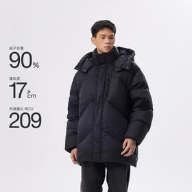 CHINISM赤尘 黑色中长款羽绒服男冬季防风加厚保暖面包服男士外套