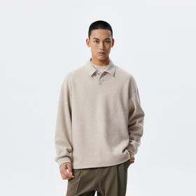 CHINISM赤尘 easy系列 仿毛织POLO领卫衣男春季套头磨毛翻领上衣