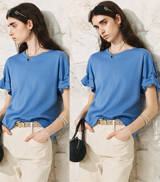 【高品质私服】【D家花苞袖超薄T恤】明媚清爽，夏日的必搭之选 进口70S超长纤维，G1505-CC【无标出货 介意慎拍】 商品图3