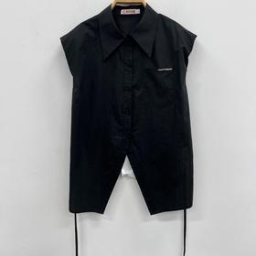 NC前长后短小设计无袖衬衫50504（黑）夏季152560080321