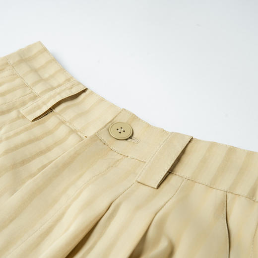 谜底条纹阔腿裤女2025夏季新款通勤气质高腰宽松八分裤25BMK5008 商品图3