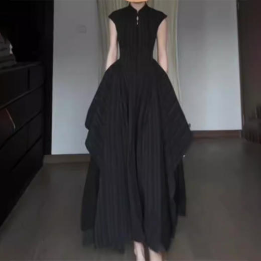 裁缝学苑AQ510新中式无袖立领旗袍纸样连衣裙女收腰大摆长裙图 商品图1