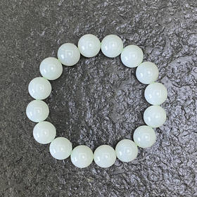 和田玉(白玉-暖白）手串/圆珠12mm/15#