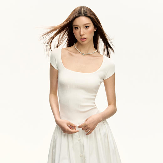 Ariseism 美式复古针织短袖t恤女2025夏季新款修身显瘦辣妹上衣 商品图2