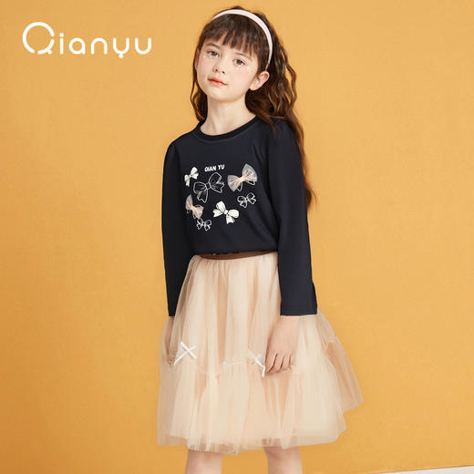 笛莎千与2025秋季新款女童甜美蝴蝶结装饰长袖T恤 商品图5