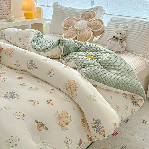 【热卖推荐】自然醒A类婴儿级针织棉豆豆绒大豆被冬被子被芯单人春秋被褥四季通用YBY 商品图8