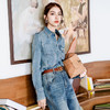 谜底牛仔衬衫长袖女2025秋季新款复古修身水洗牛仔衬衣257MC7738 商品缩略图1
