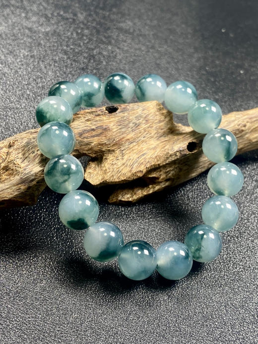 【FC0109】18K镶嵌翡翠冰飘蓝花大手串  珠圆玉润  冰润细腻 美观大气 商品图0