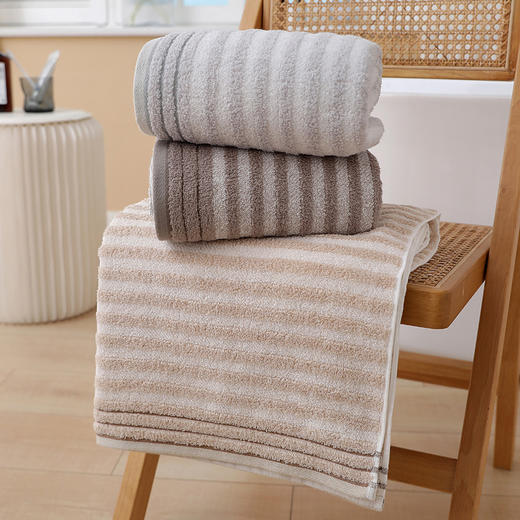 加倍生活时光寐影高克重毛巾浴巾套装 | 柔软亲肤、快速吸水、条纹设计、简约实用 商品图1
