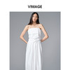 VIMAGE纬漫纪棉混纺纯色度假风褶皱大裙摆吊带连衣裙2025夏季新款连衣裙V2307928 商品缩略图3