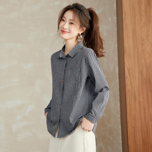 【预售3天】PY-2025年新款格子衬衫女春秋法式设计感衬衣长袖上衣XY&9587 商品图3