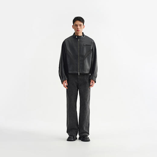 CHINISM赤尘 黑色环保PU立领机车夹克男冬季男士新款美式皮衣外套 商品图3