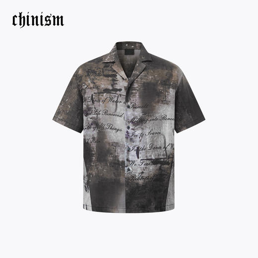 CHINISM赤尘 莱赛尔古巴领短袖衬衫男夏季美式男士宽松休闲衬衣 商品图0