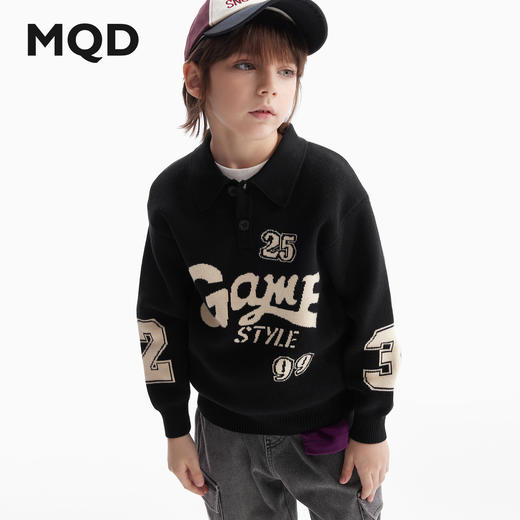 【MQD】童装儿童毛衣春秋款男女童翻领提花宝宝针织线衫宽松上衣 商品图1