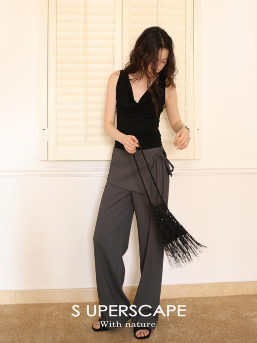 素舶 莱赛尔羊毛混纺低腰假两件直筒休闲裙裤SUPERSCAPE 商品图1