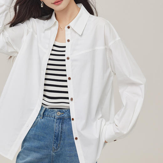 【年终特卖】熙世界高智通勤天丝长袖衬衫女2025秋季新款百搭宽松休闲衬衣上衣 商品图4