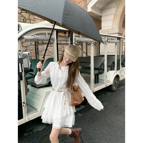 <曾小咸推荐>蕾丝拼接不规则下摆A字连衣裙女