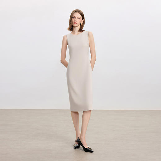 IWY/米杏色连衣裙女气质内搭西装裙秋季职业装通勤无袖长裙Q1439 商品图1